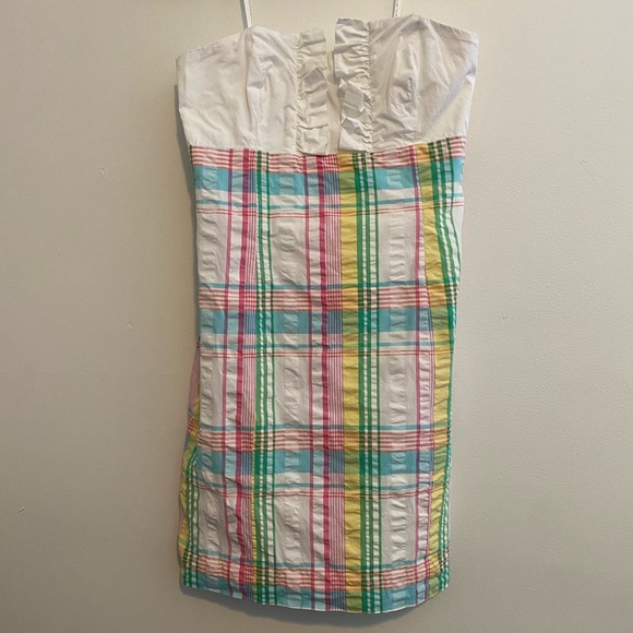 LILLY PULITZER Franco Plaid strapless dress size 4 - Picture 4 of 11